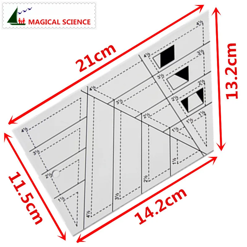 Разноцветная линейка прозрачный акриловый трапециевидная Треугольник Ромб Алмазная форма 1/4 дюймов шов припуск Ткань Искусство DIY Швейные