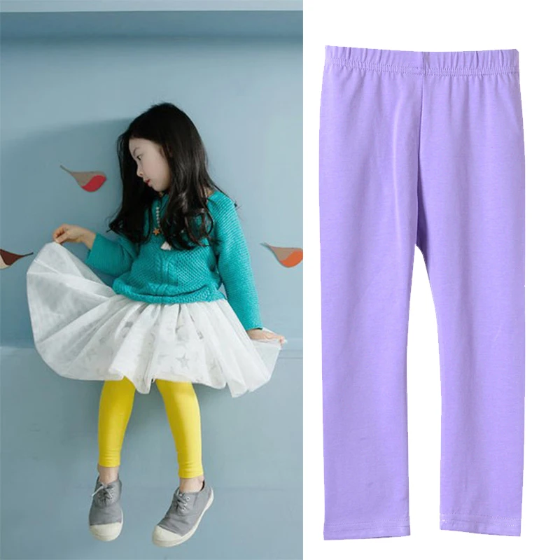 

Spring Autumn soft baby leggings girls leggings kids casual bottoms children basic bottoms candy color solid 2 to 9 yrs