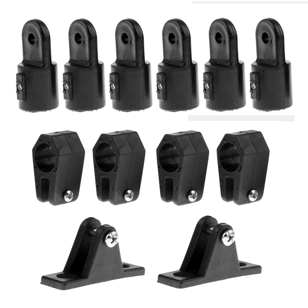 12pcs Set 7/8' Boat Bimini Top Nylon Fittings Includes 6pcs Eye End + 4pcs Jaw Slide + 2pcs Deck Hinge Nylon Boat