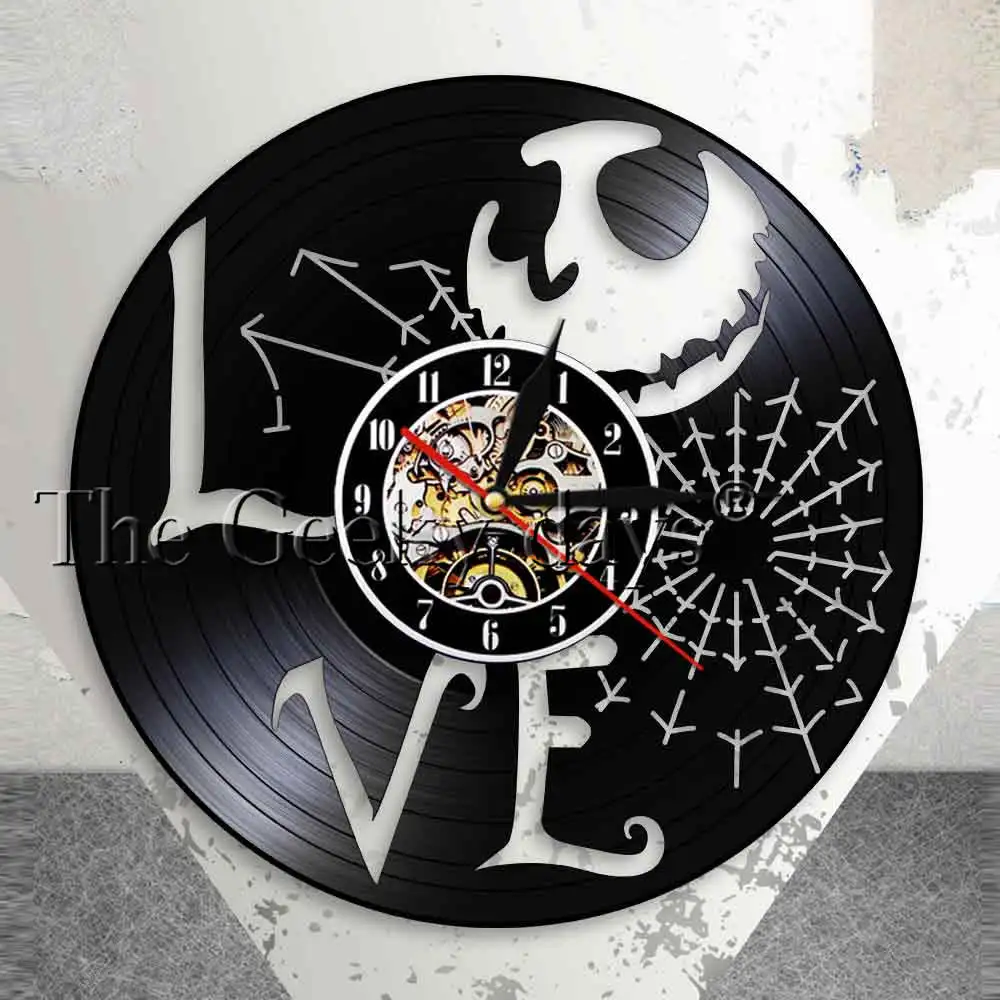 Кошмар перед рождественские настенные часы Tim Burton Skellington Jack Love Sally виниловые для
