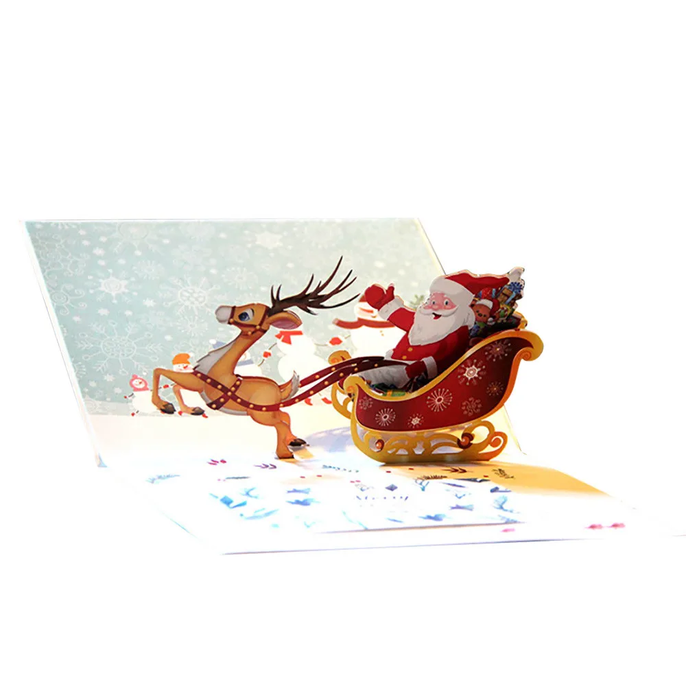 Поздравительные открытки Рождественские украшения 3D всплывающие открытки Санта Клаус Рождественский олень праздник Счастливого Рождества поздравительные открытки USPS
