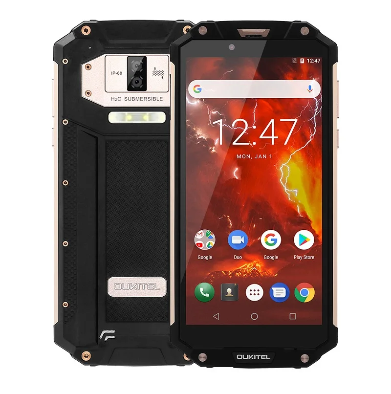 OUKITEL WP2 IP68 NFC 10000 мА/ч, Водонепроницаемый мобильный телефон, четыре ядра, MT6750T 4 Гб Оперативная память 64 Гб Встроенная память 6," 18:9 16+ 8 Мп смартфон с отпечатками пальцев - Цвет: Оранжевый