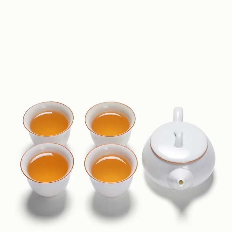  Free Shipping 1 teapot with 4 cups Portable ceramic office travel teapots Simple kung fu Porcelain 