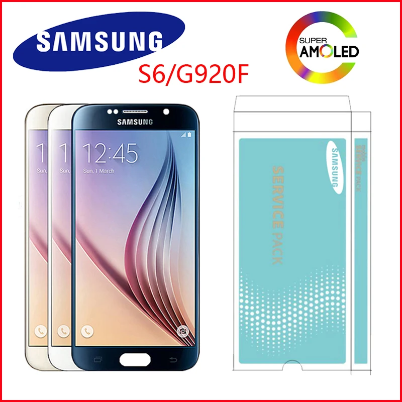 5,1 ''ЖК-дисплей с рамкой для SAMSUNG Galaxy S6 lcd G920 G920F ЖК-дисплей кодирующий преобразователь сенсорного экрана в сборе