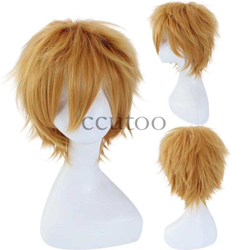 Ccutoo 30 см/1" Vocaloid Kaito темно-синего цвета с короткими аксессуар для волос пушистой цветок синтетический парик для студенческой вечеринки теплостойкое волокно
