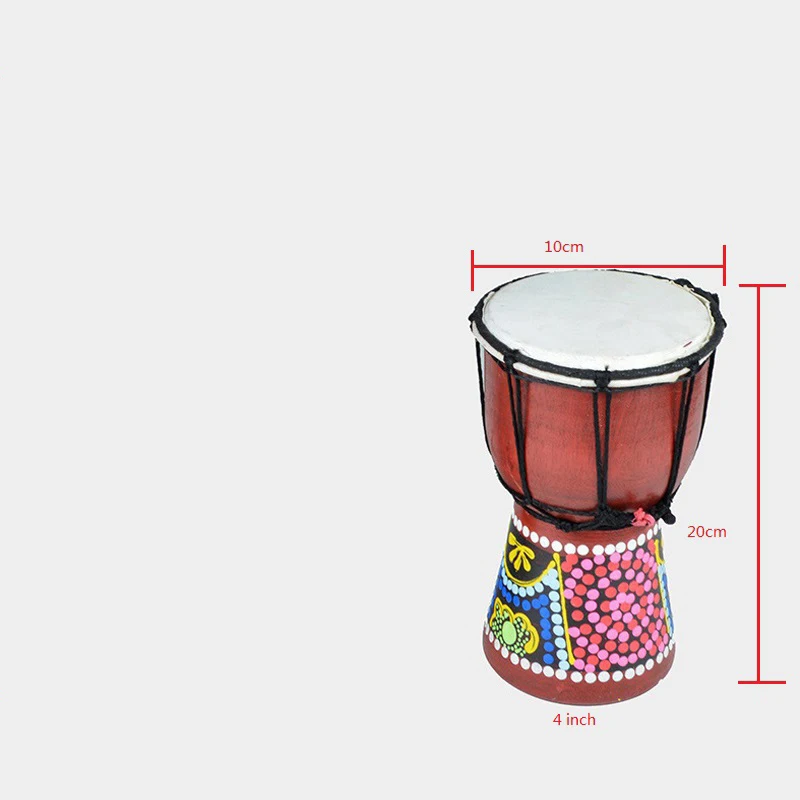 Африканский барабан Djembe настраиваемый перкуссия ручная роспись красное дерево Djembe барабан с козьей кожей голова Littlefun шаблон - Цвет: 4 inches