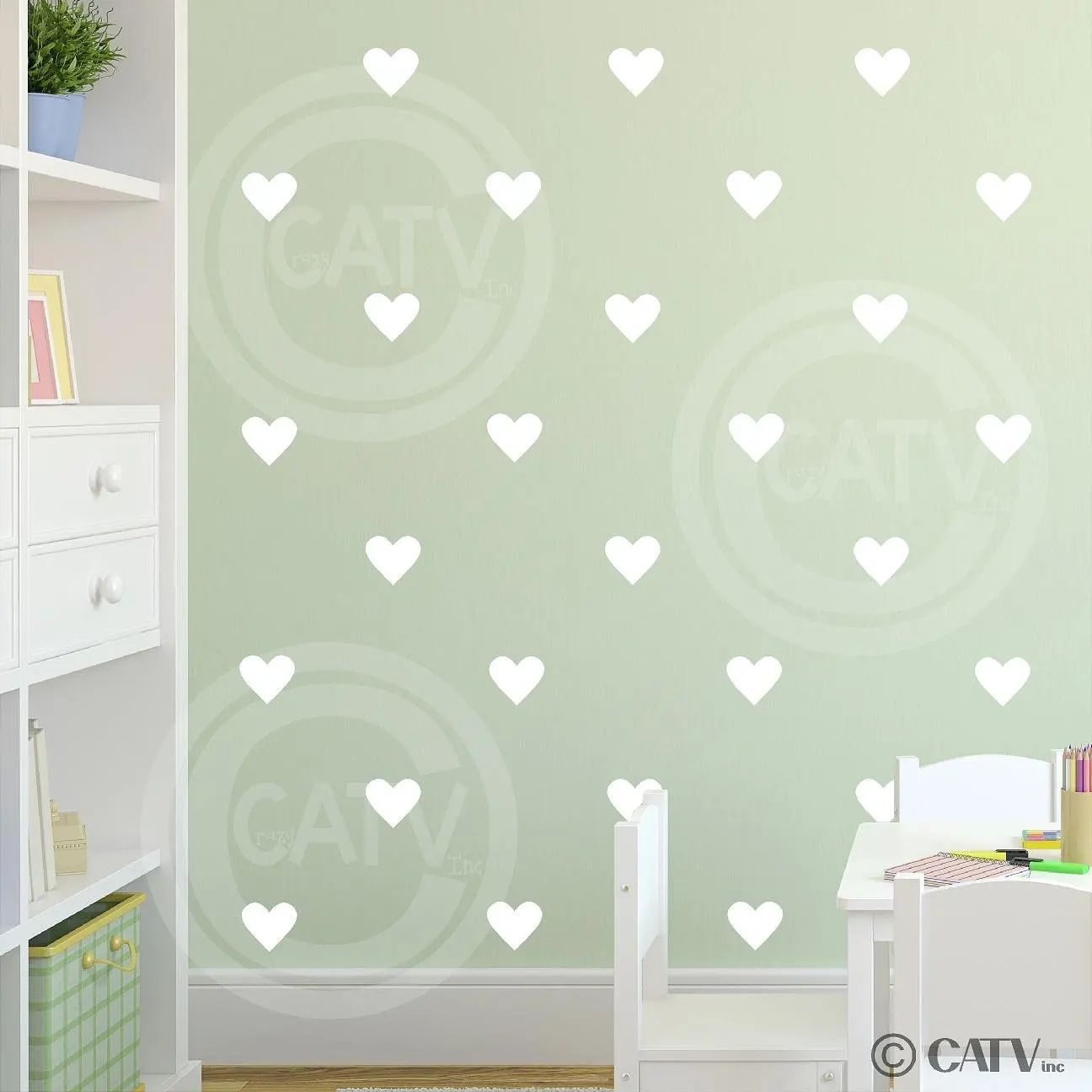 C051 Removable Hearts Set of 39 wall pattern mural vinyl wall stickers