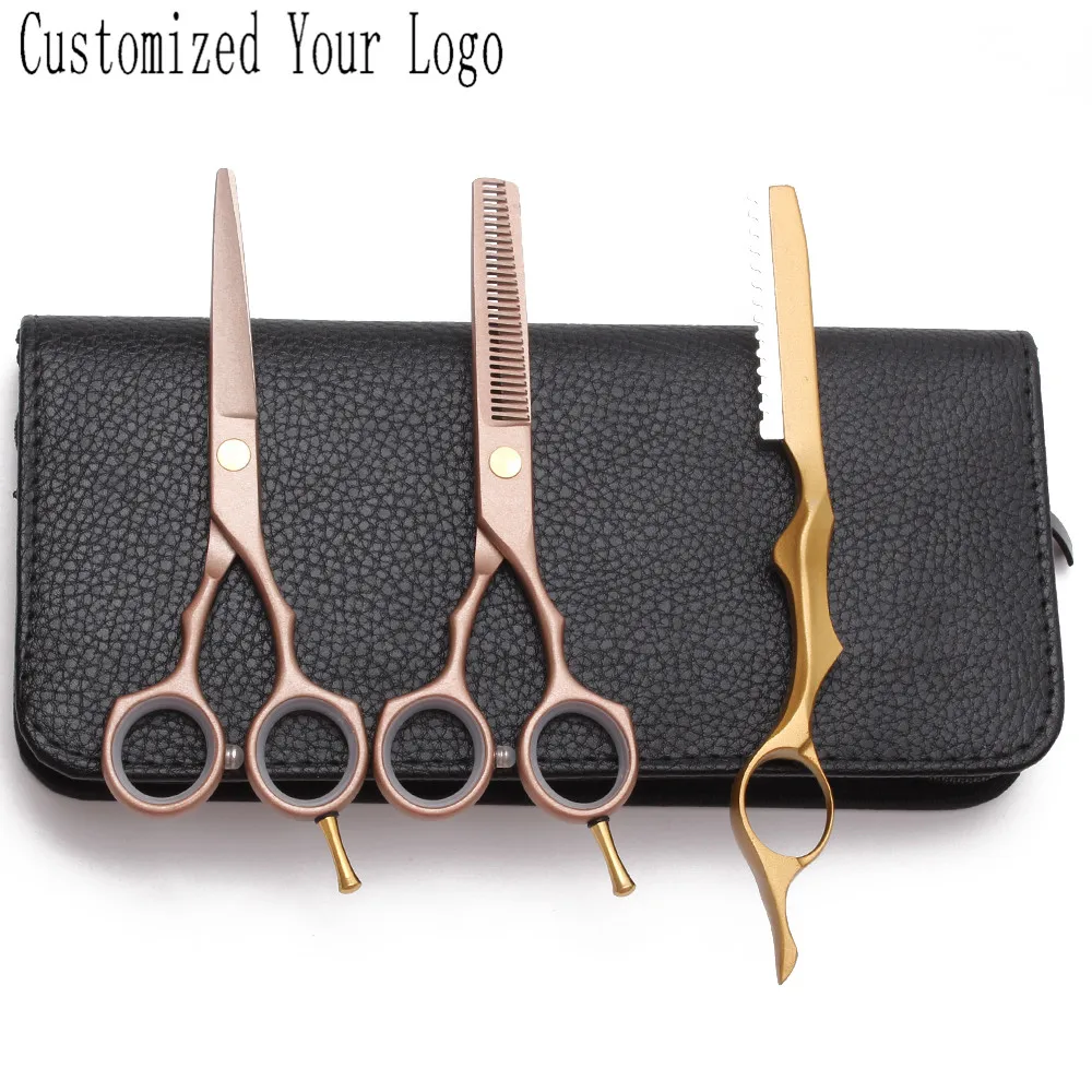5.5&quot 16cm C1104 Customized Logo 440C Rose Gold Professional Hairdressing Scissors Cutting Thinning Shears Hair | Красота и