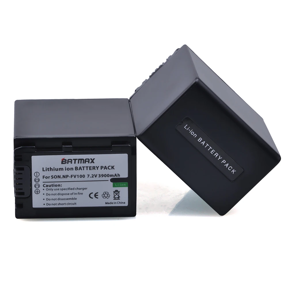 Günstige 2Pcs 3900mAh NP FV100 NP FV100 FV100 Batterien + LCD USB Ladegerät für Sony NP FV30 NP FV50 NP FV70 SX83E SX63E FDR AX100E AX100E