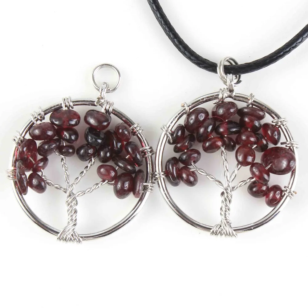 Natural Gnergy Gemstone~ Silver Plated Wire Wrapped Tree Of Life Healing Crystal Quartz Purple Amethysts Round Chakra Reiki Stone Pendant Necklace 15 AA00409005907c