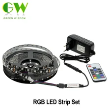 5050 RGB LED Strips DC12V 5M 300 LEDs Fleixble Neon Lamp + 17Keys RF Remote Controller + 12V 3A Power Supply