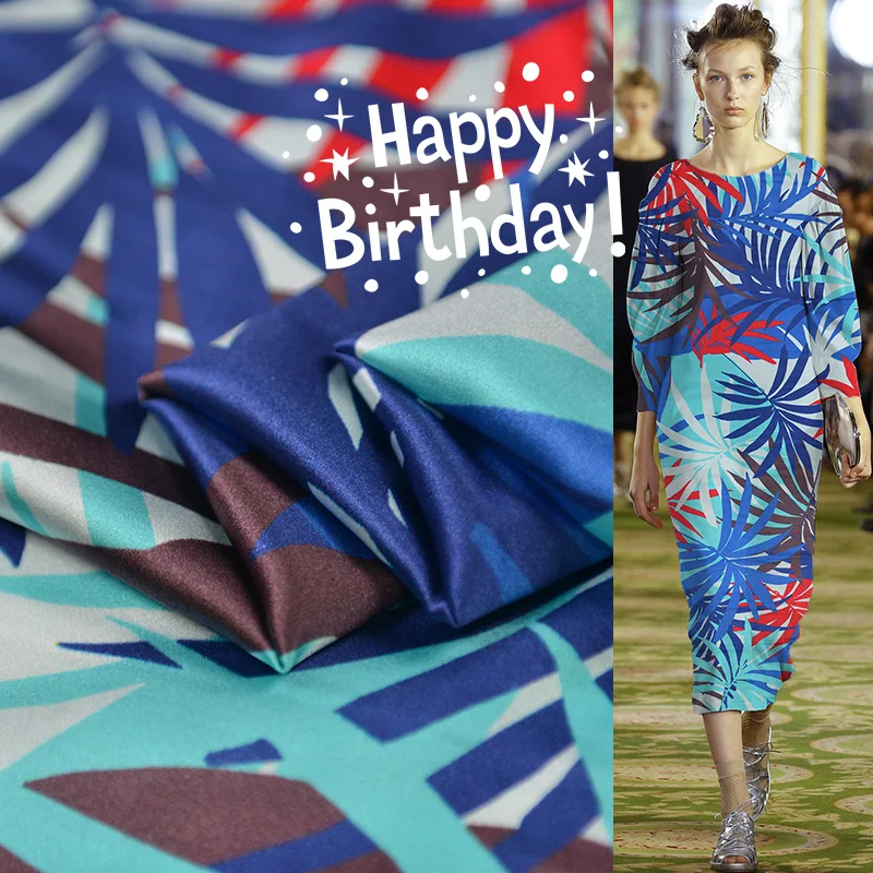 

Hawaii silk printed material fabric elastic silk charmeuse satin