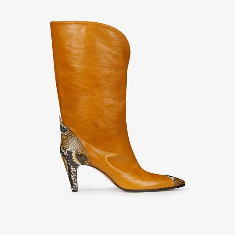 Bottes Botas Glissement Talon Serpent Retour Show Et Pointu As Patchwork 2018 Sur Fasahion Femmes Show Spectacle En as Hiver Chaussures Courtes Chaton Bout Cuir IaZ4Txa