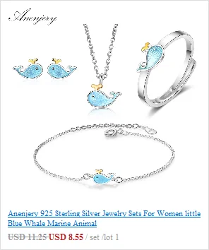 Anenjery милые маленькие синие серьги в виде Кита 925 пробы Серебряный, Морской животных серьги для женщин девушки подарок Букле д 'ореиль S-E646