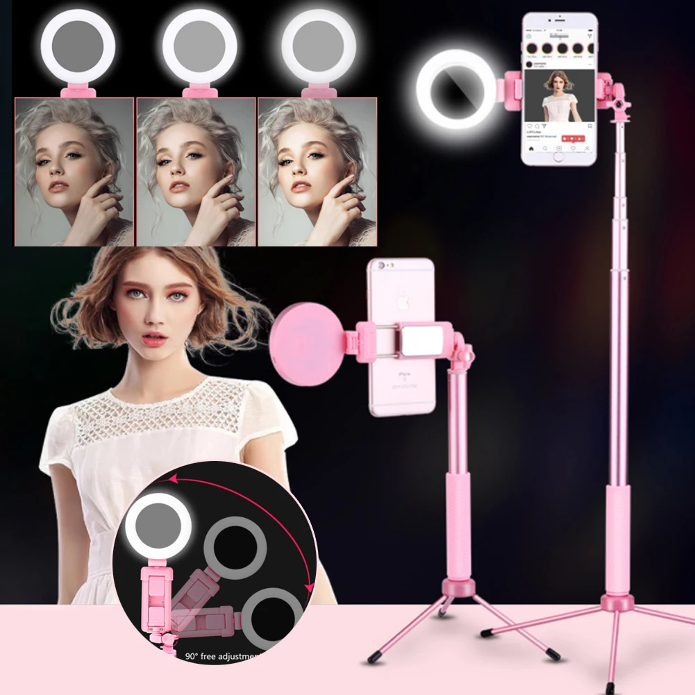 

Universal 170cm 67in Bluetooth Selfie Stick Tripod with Ring Light Selfie Fill Lighting Holder for iPhone Huawei Samsung Xiaomi