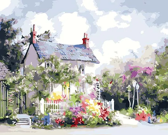 Happy Garden landscape DIY Набор для рисования по номерам картина маслом на холсте подарки