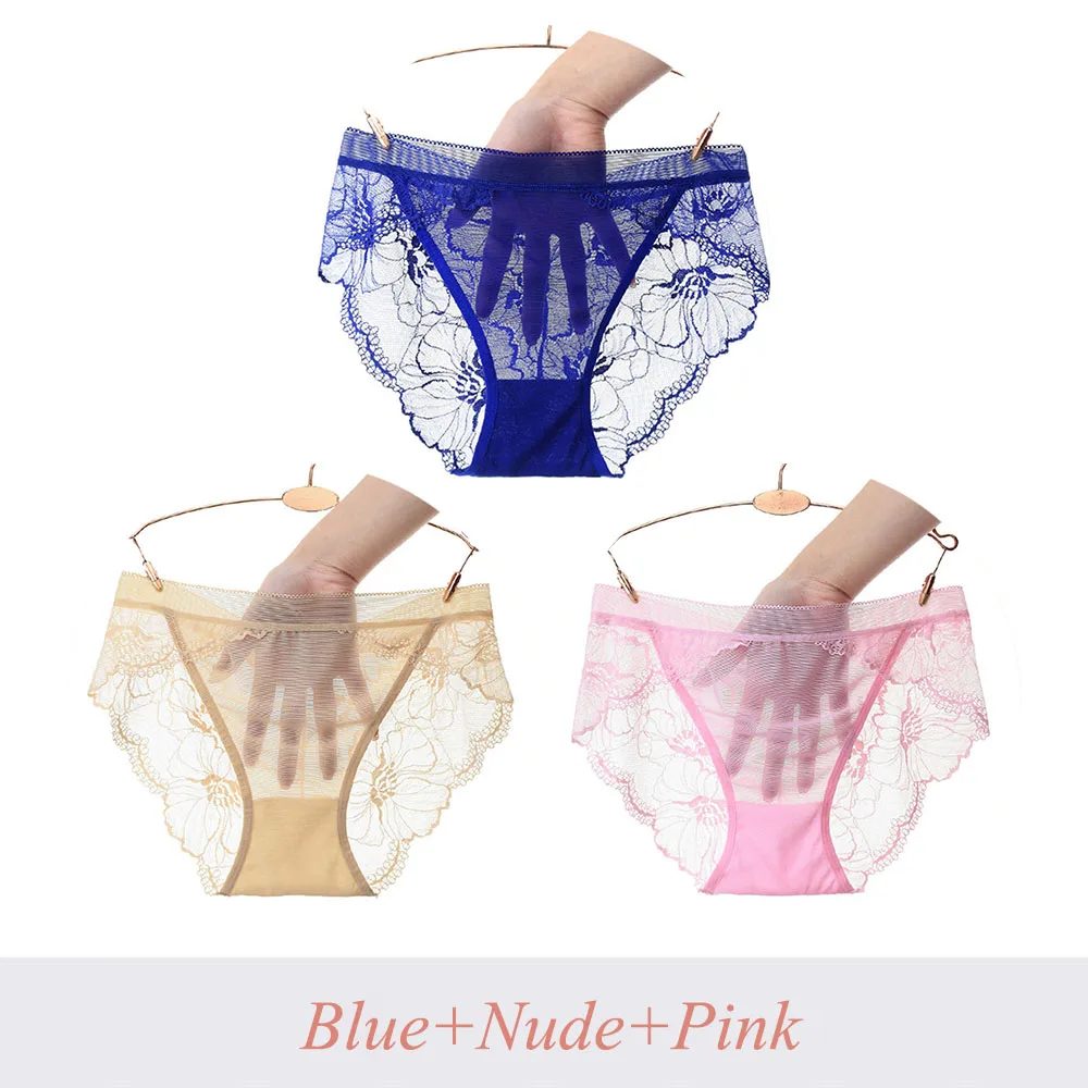 Blue Nude Pink Новые сексуальные перспективные трусы для женщин плюс размер кружевные трусики с низкой посадкой прозрачные трусики нижнее белье сетчатые трусики женское нижнее белье - Цвет: Blue Nude Pink
