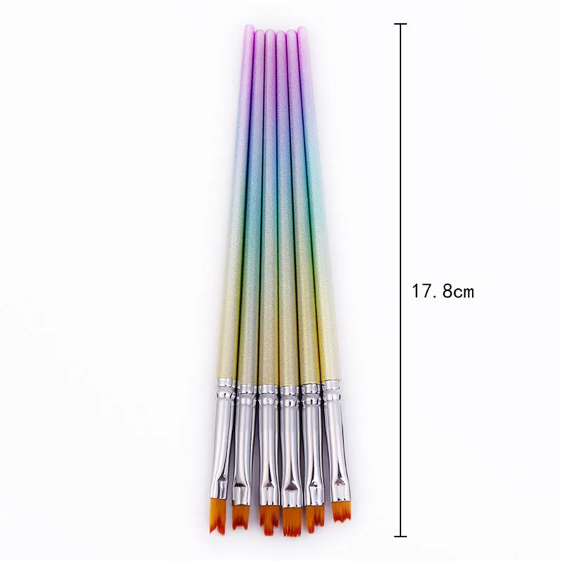 6 шт. Кисть для ногтей Gradient рисунок пером УФ гель-лаки для ногтей кисть Серебряная ручка маникюрного высокое качество нейл-арта насадки для инструментов для макияжа