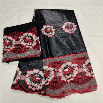

2019 New Design Black Color African Bazin Riche Getzner With Stones High Quality African Gele Headtie For Wedding 5+2 Yards/Pcs