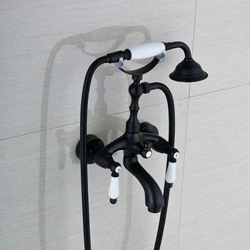 

Modern Telephone Style In-wall Bath Tub Mixer Faucet Set Dual Ceramic Handle Bathroom Bathtub Hot and Cold Faucet