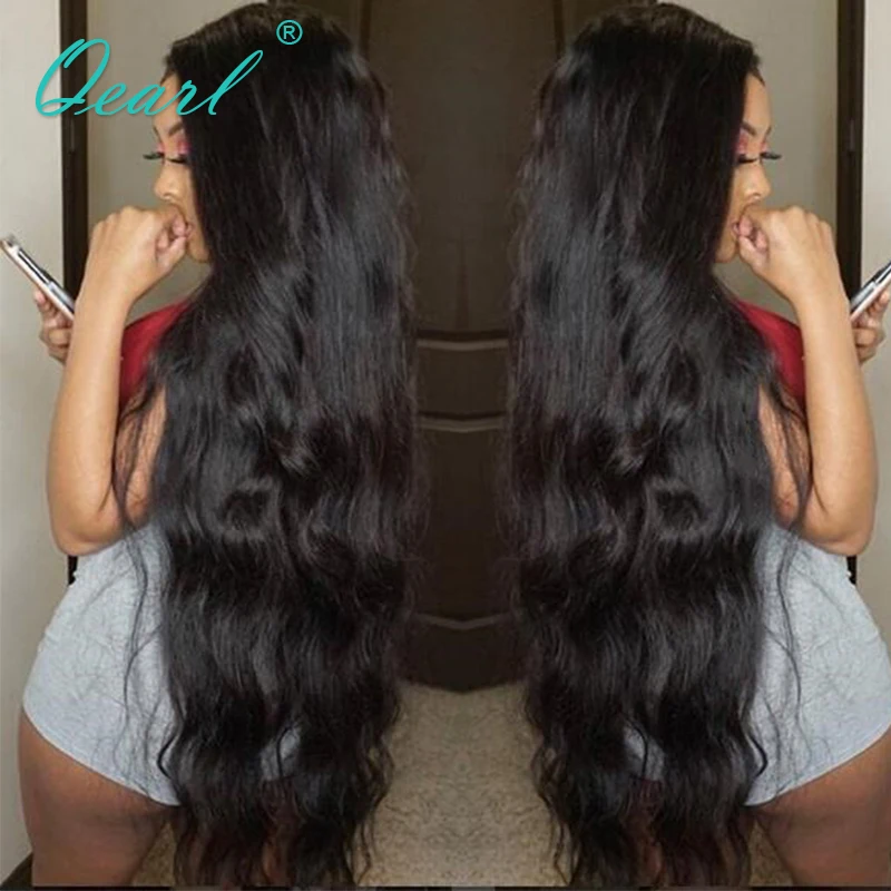 

Qearl Natural Wavy 24"26"inchs Black Color Full Lace Wigs With Baby Hair Natural Hairline Full End Brazilian Remy Hair Wig