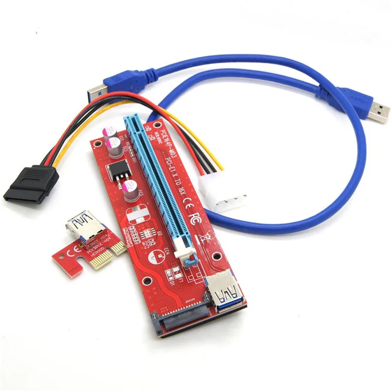 Заводская цена USB3.0 PCI-E Экспресс 1x к 16x Extender адаптер Riser Card SATA 6Pin Мощность кабель 6J25 Прямая