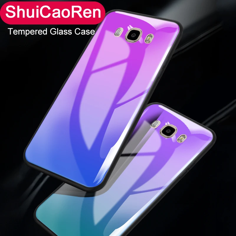 

Luxury Aurora Gradient Color Tempered Glass Case For Samsung Galaxy J5 2016 Multi-color Cover Cases For Samsung Galaxy J7 2016