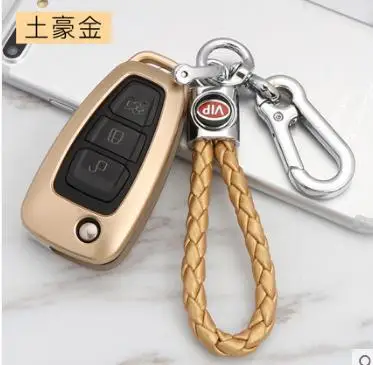 gold(case and ring) Пульт дистанционного управления Abs для салона автомобиля аксессуары для ключей чехол для ключей умный держатель подходит для ford ecsport/ фокус/fiesta/kuga - Название цвета: gold(case and ring)