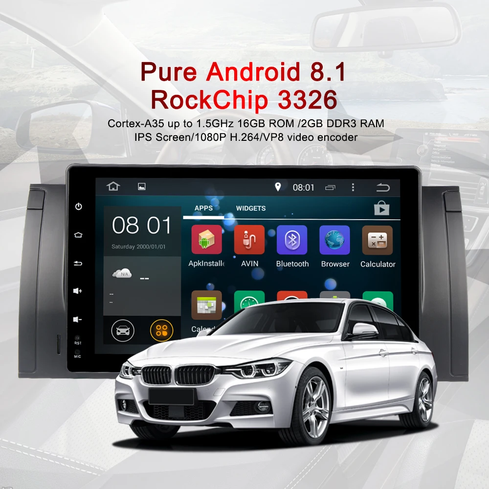 Perfect 9 inch Android 8.1 Car Multimedia Player For BMW 5 Series E39 GPS DVD DSP FM 1080P Full Touch Screen 0