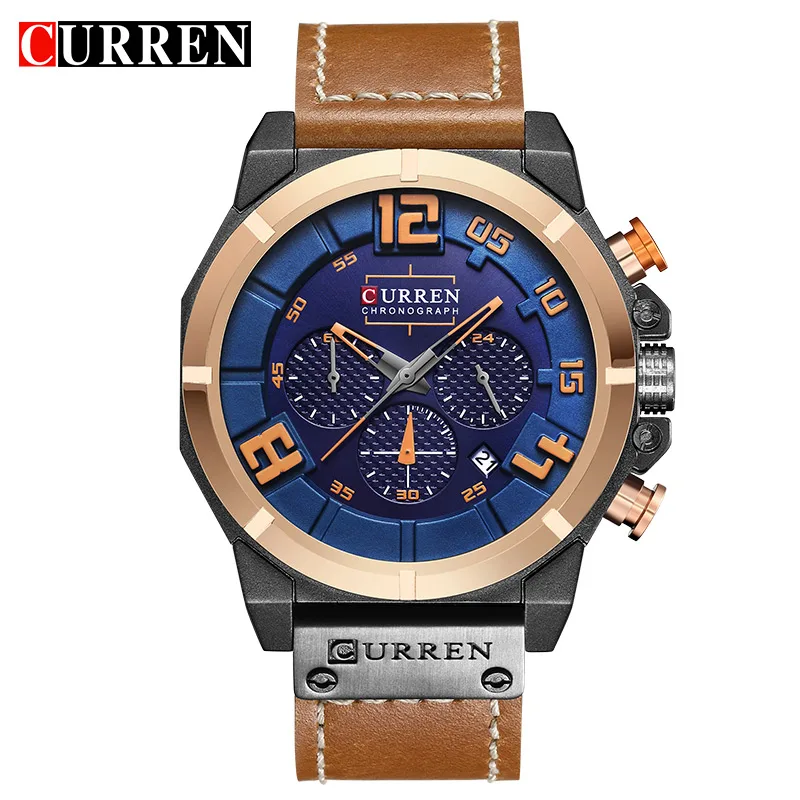 

CURREN Special Design Men Sports Chronograph Quartz Leather Wrist Watches Waterproof Date Clocks Gift Watches Dropshipping 8287
