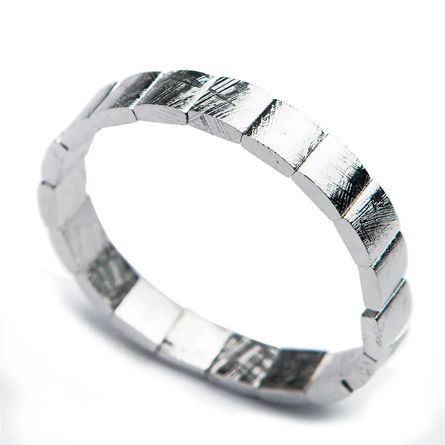 

Genuine Natural Gibeon Meteorite Moldavite Rectangle Beads Women Men Bangles Bracelets 11*4mm