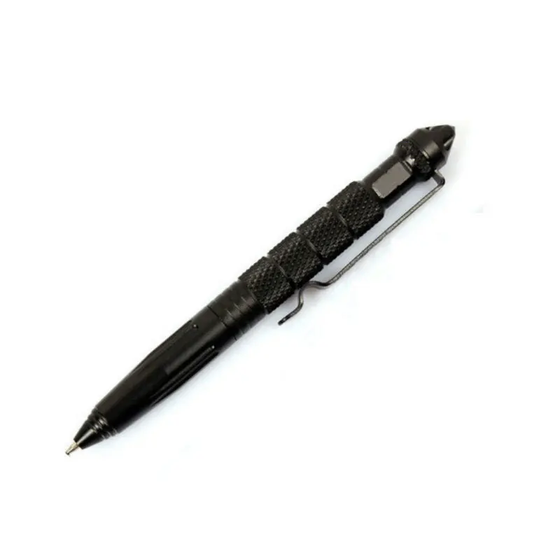 Многофункциональная алюминиевая тактическая ручка аварийный стеклянный выключатель наружный многофункциональный инструмент выключатель походный выключатель Самозащита - Цвет: Черный