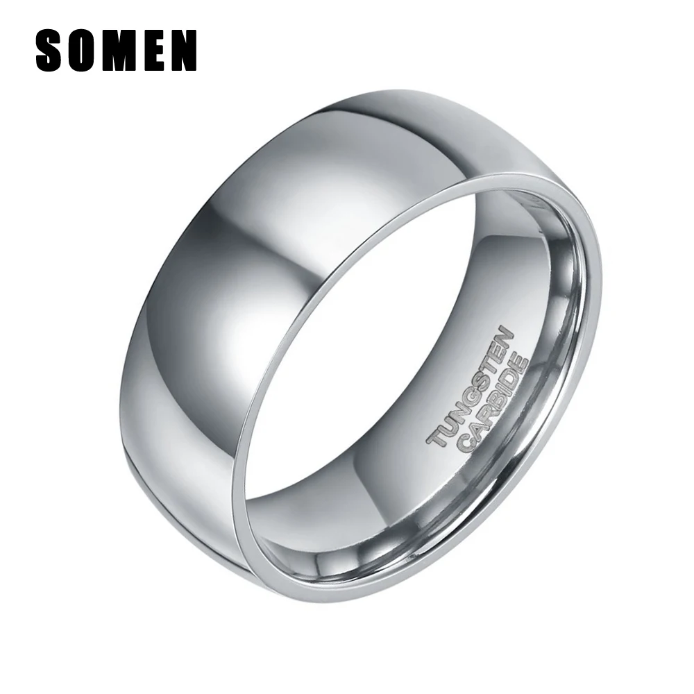 

8MM Men Tungsten Carbide Rings Dome Polished Comfort Fit Wedding Engagement Band