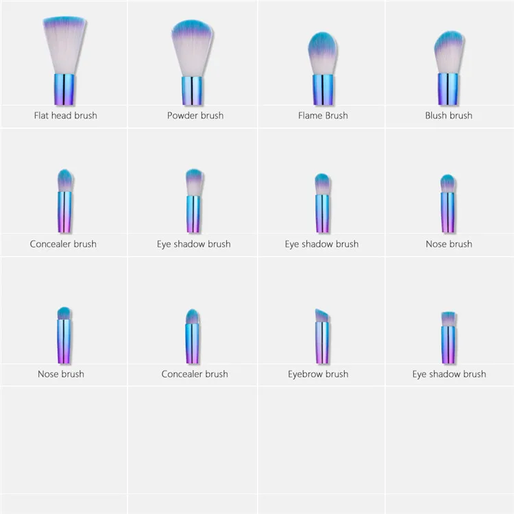 Синий блеск кисти для макияжа Set 19 шт. мягкие волосы профессиональные кисти художника Косметика Make Up Инструменты Косметика Смешивание Maquiagem