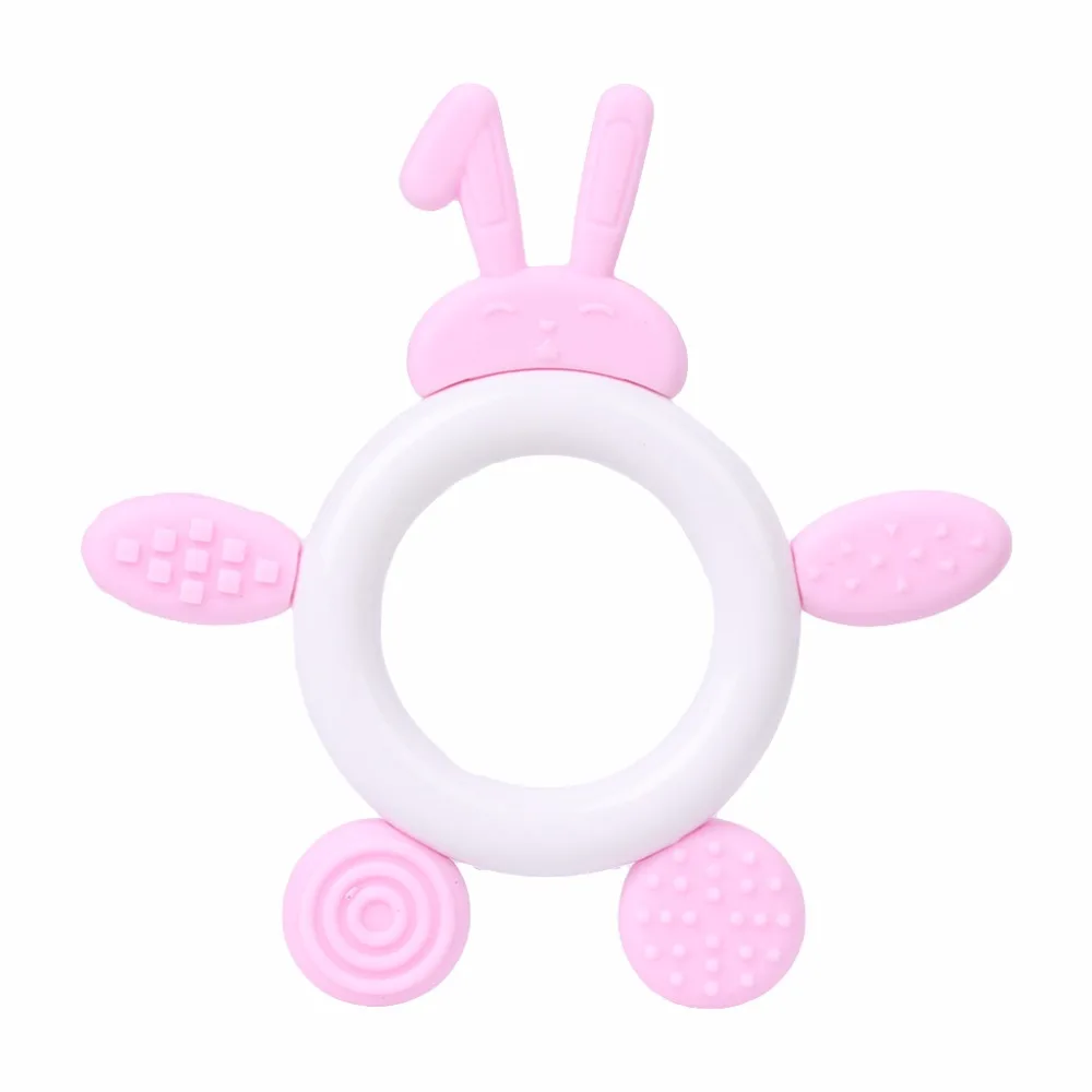 Food Grade Silicone Baby Teether For Teething Chew Toy Cute Rabbit Ring