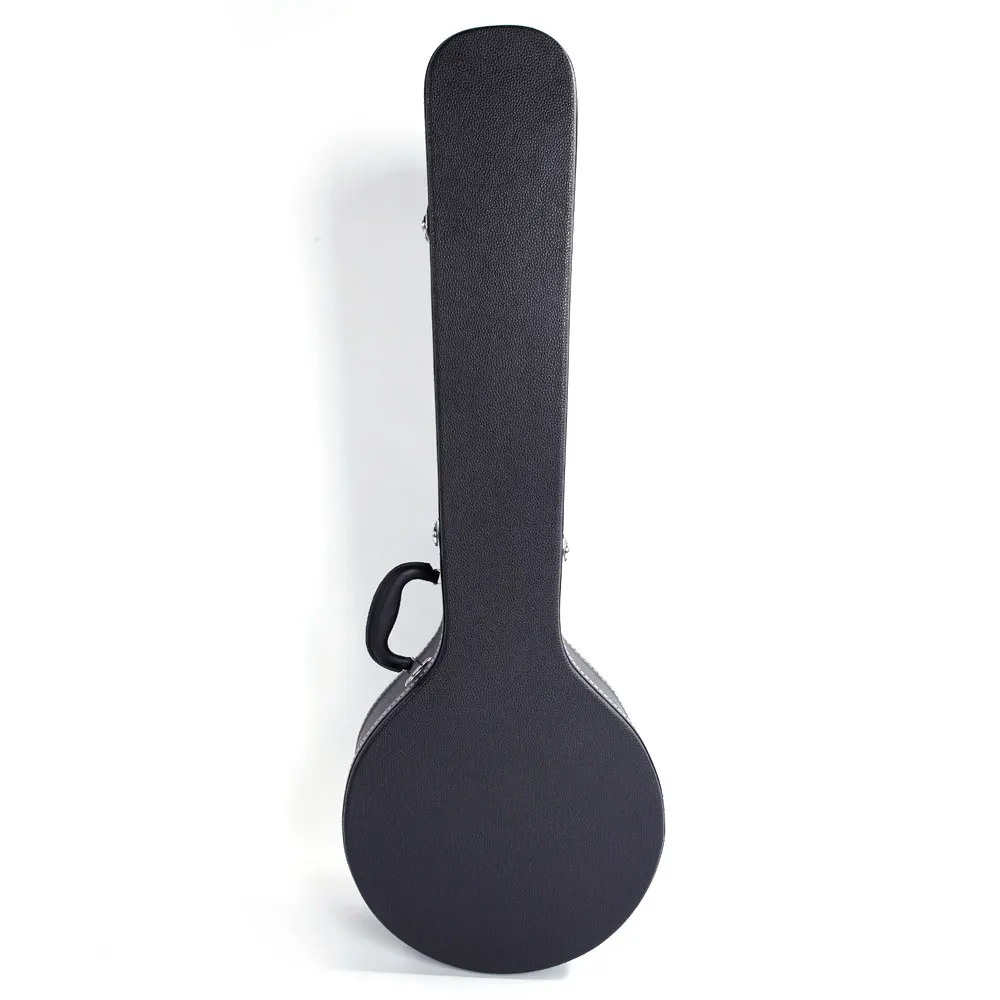 Glarry 5-string 6-string microgroove padrão couro madeira banjos caso preto-0