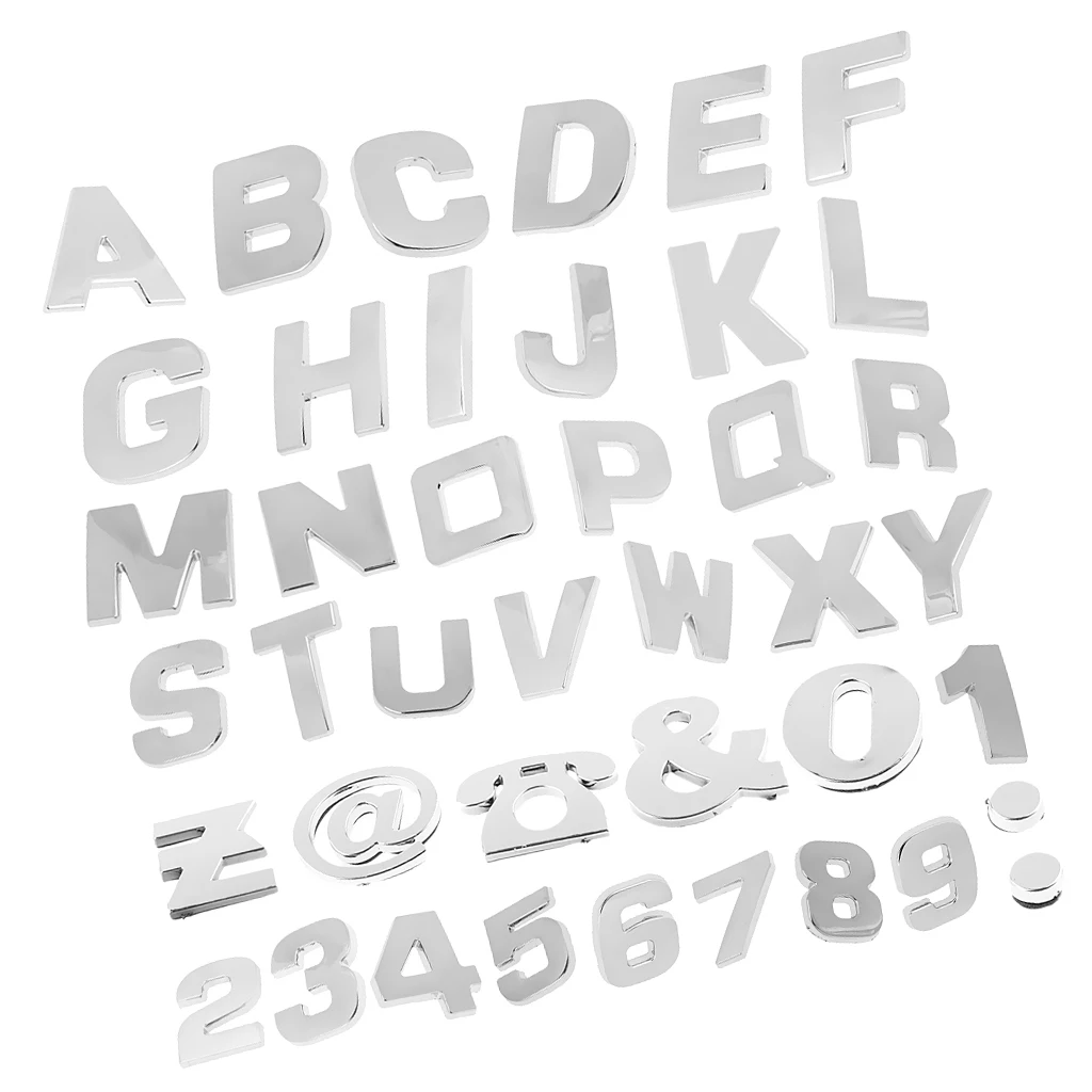 Tanie 200 sztuka samoprzylepne 3D Chrome samochodów znaczek z symbolem naklejka samochodów litery alfabetu numer naklejki samochodowe zewnętrzne akcesoria DIY
