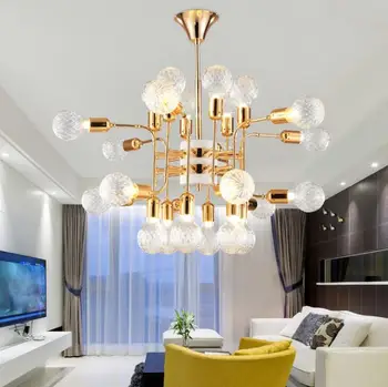 

Home Improvement Festival Nordic Simple Crystal Ball Chandelier American Living Room Restaurant Cafe Creative Art Lights