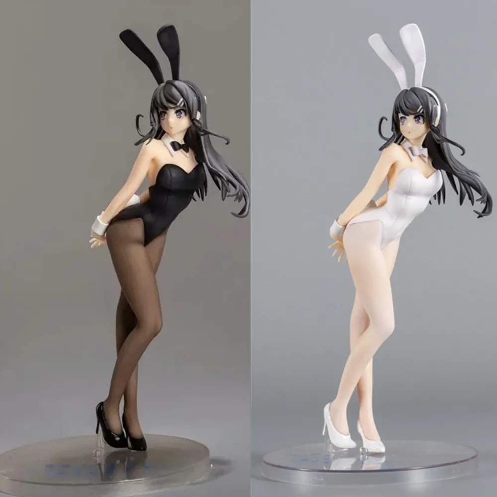 Bunny Girl Sexy Girl Rascal Does Not Dream Senpai Sakurajima Mai Anime Action Figure Toys Doll Black White Girl Gift Figure Toys