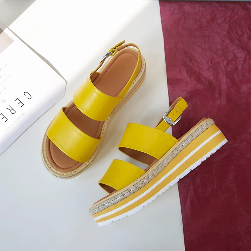 

Women's genuine leather platform flats sandals open toe summer leisure sandalias high quality student punk casual daily shoes