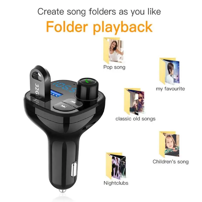BT12 Bluetooth 5,0 Handsfree Car Kit fm-передатчик MP3 плеер USB Зарядное устройство