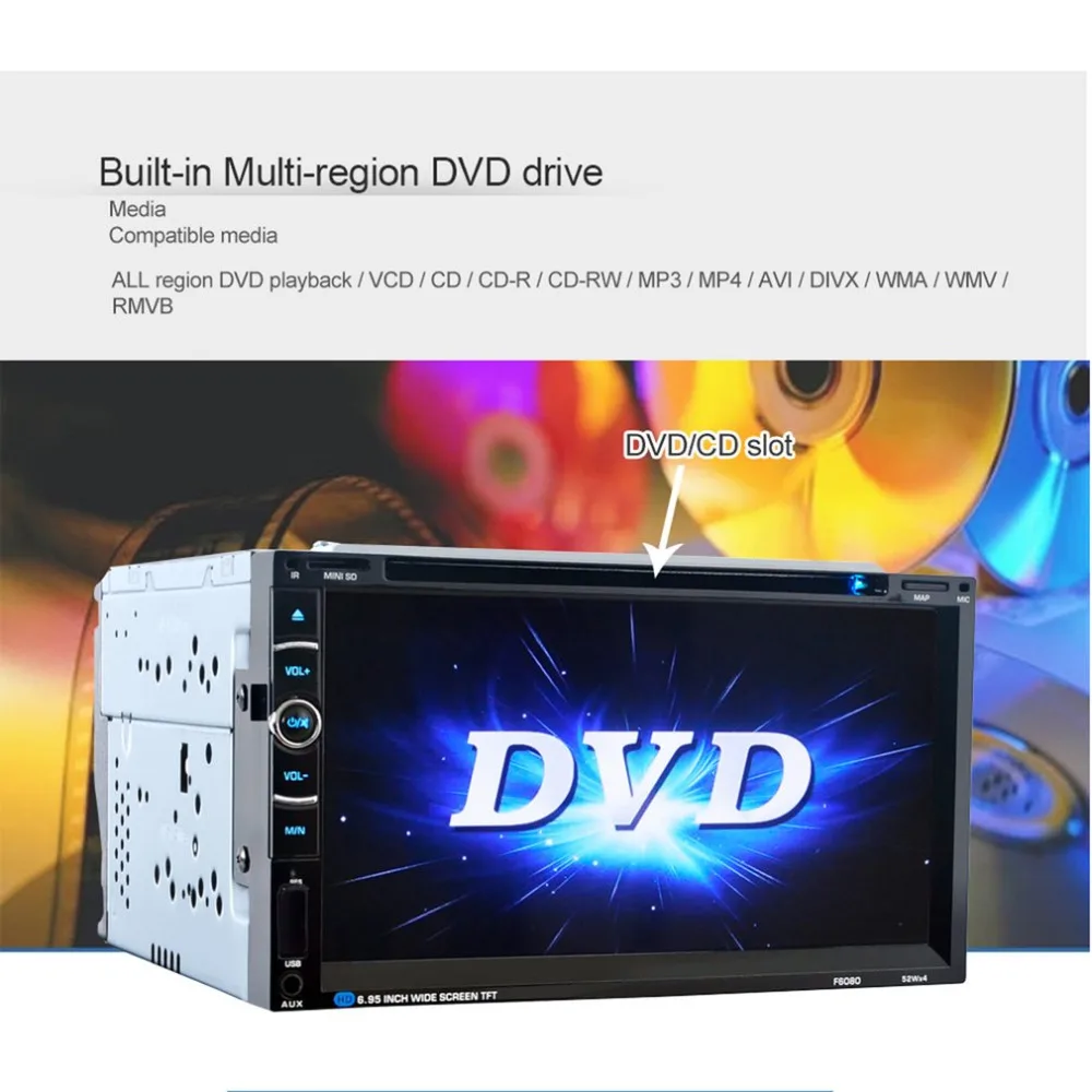 mksup 7 Inch 2 Din Quad Core Car DVD Player with Touch Screen In Dash