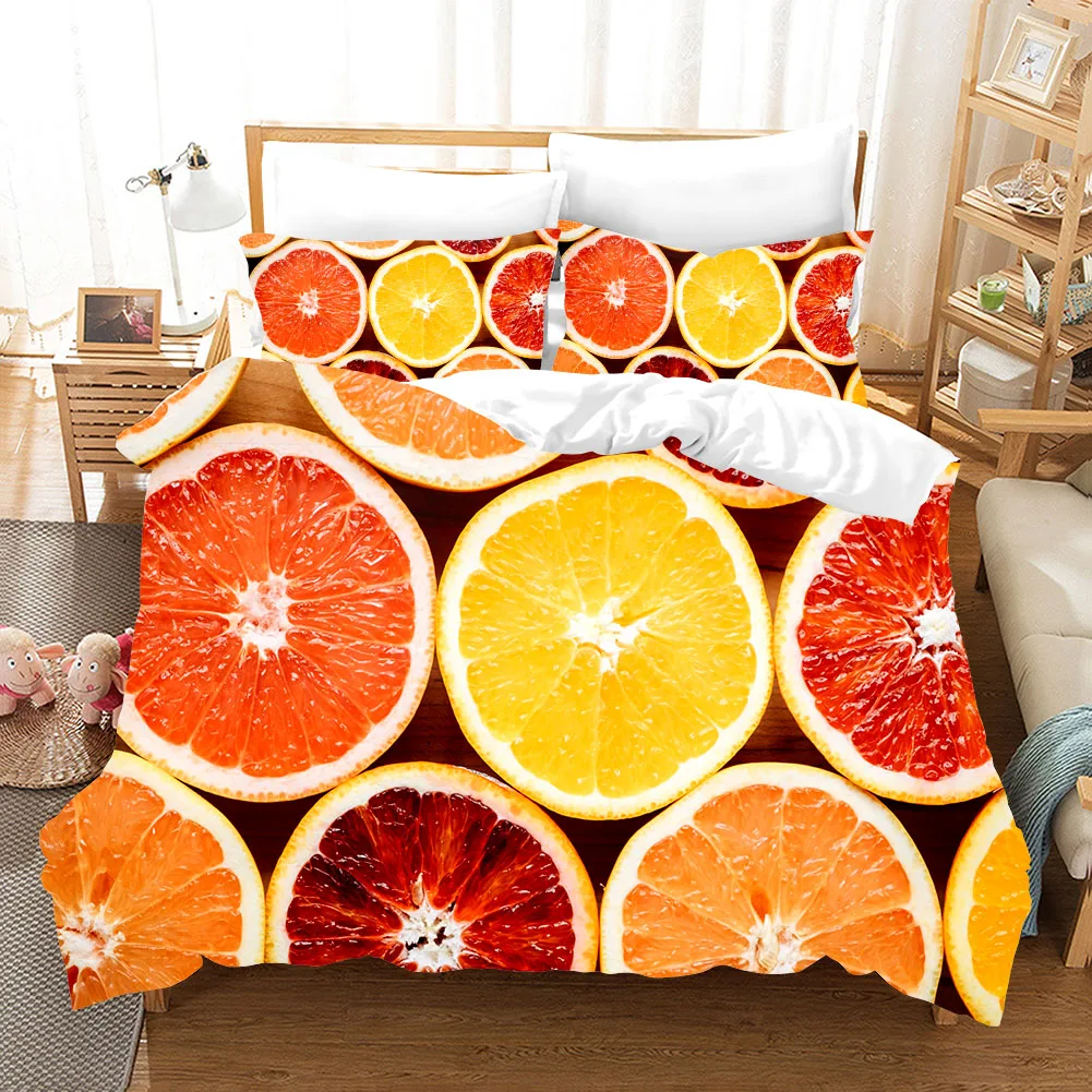 

3D Print Duvet Cover Set Summer fruit Blutorange duvet cover realistic bedding set pillowcase bed home textiles