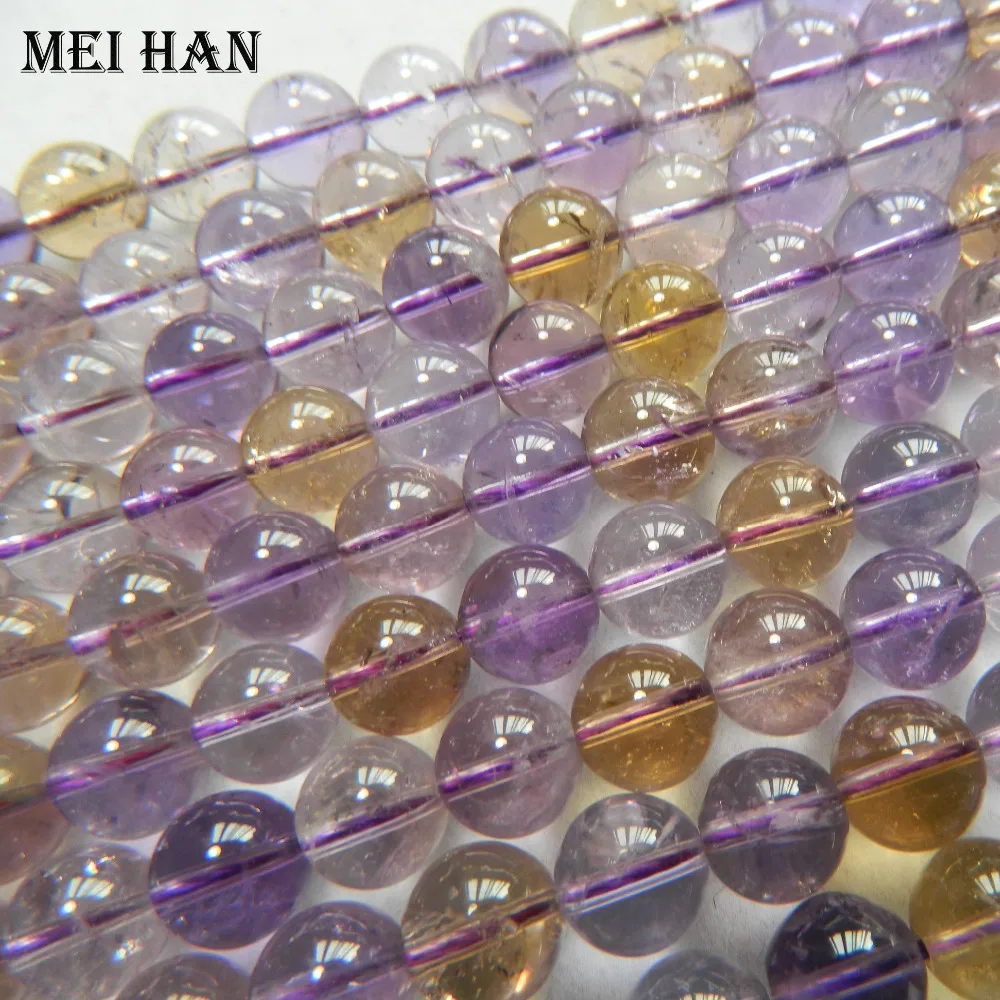 

Meihan wholesale (40beads/set) 9.5-10mm natural Bolivia Ametrinee quartz smooth round loose beads for jewelry DIY making design