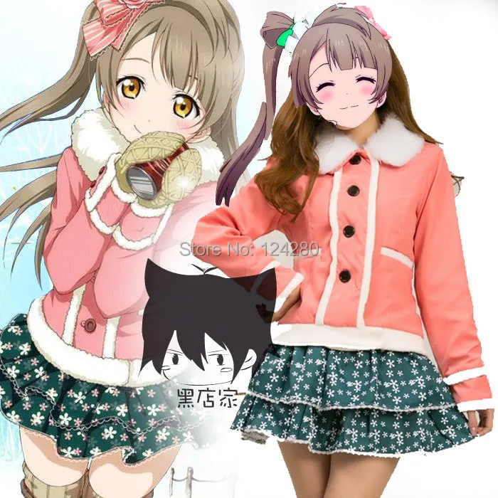 3428 Anime Love Live Cosplay Minami Kotori Costume Rose Manteau Neige Fleurs Jupe Pleine Tenue Fête Noël Hiver Filles Veste Chaude On Aliexpress