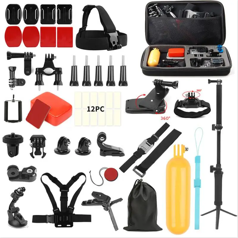 

LBKAFA Accessory Set Chest Head Strap Mount Selfie Stick Carry Bag for Xiaomi Yi 4K GoPro 7 6 5 4 3+ SJCAM SJ4000 SJ5000 Eken YI