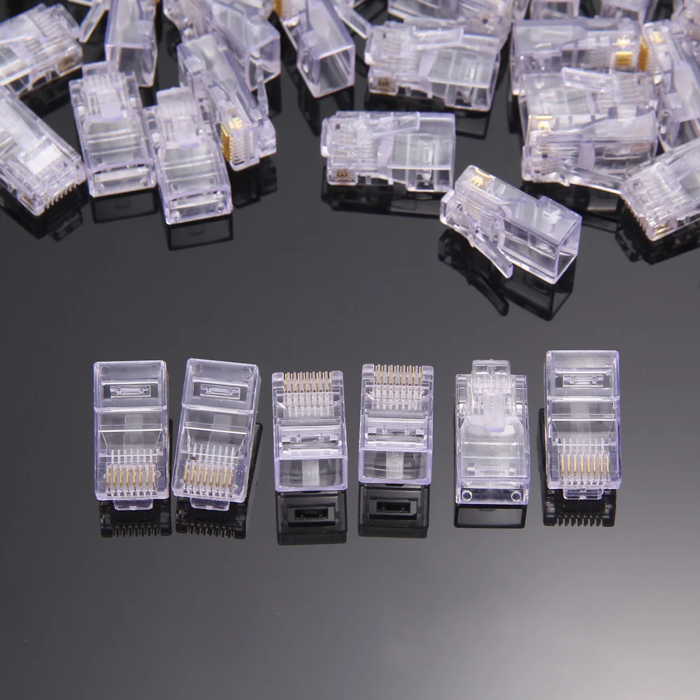 100pcs/lots New RJ45 Network 8P8C Modular Plug RJ45 Connector for Cat5, Cat5e, Cat6 Cable