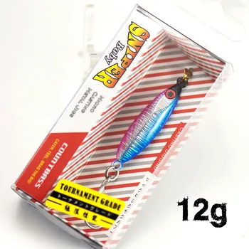 

12g Countbass Casting Jigs with Treble Hook, Shore Micro Jigging Fishing Lure Bait, Metal Lead Jigs, Sea Bass Game
