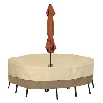 

Classical Round Table Decor Simple Table Cloth Dining Table Cabinet Cover With Umbrella Hole Cover Set For Outdoor Furniture