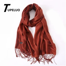 Классические однотонные зимние шарфы, женские модные тонкие шарфы с кисточками, Длинный мягкий шарф из пашмины, высококачественные шали, хиджаб